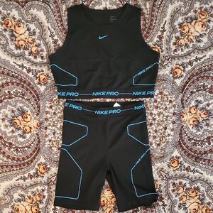 Nike Pro Black Set with Blue Highlights